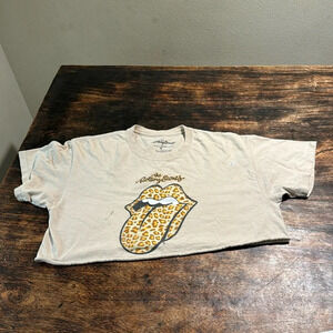 Rolling Stones crop T shirt boxy oversized medium lips tongue